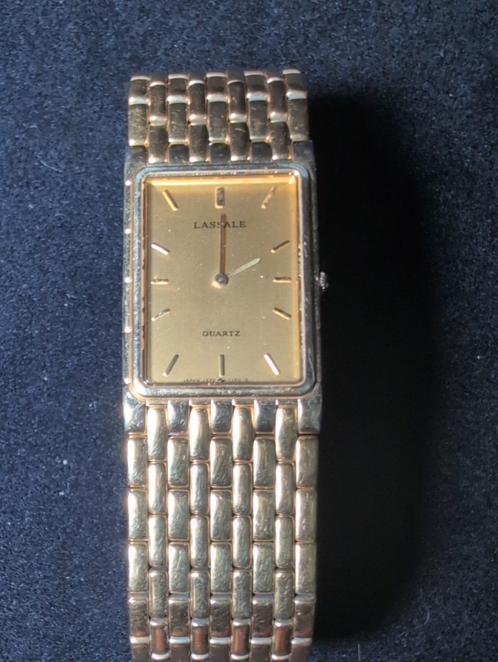 Men's Gold-Tone LaSalle/Seiko Rectangular Tank Style Quartz Dress Watch